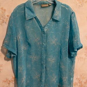Blue Floral/Hawaiian Button Down Shirt